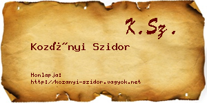 Kozányi Szidor névjegykártya