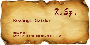 Kozányi Szidor névjegykártya